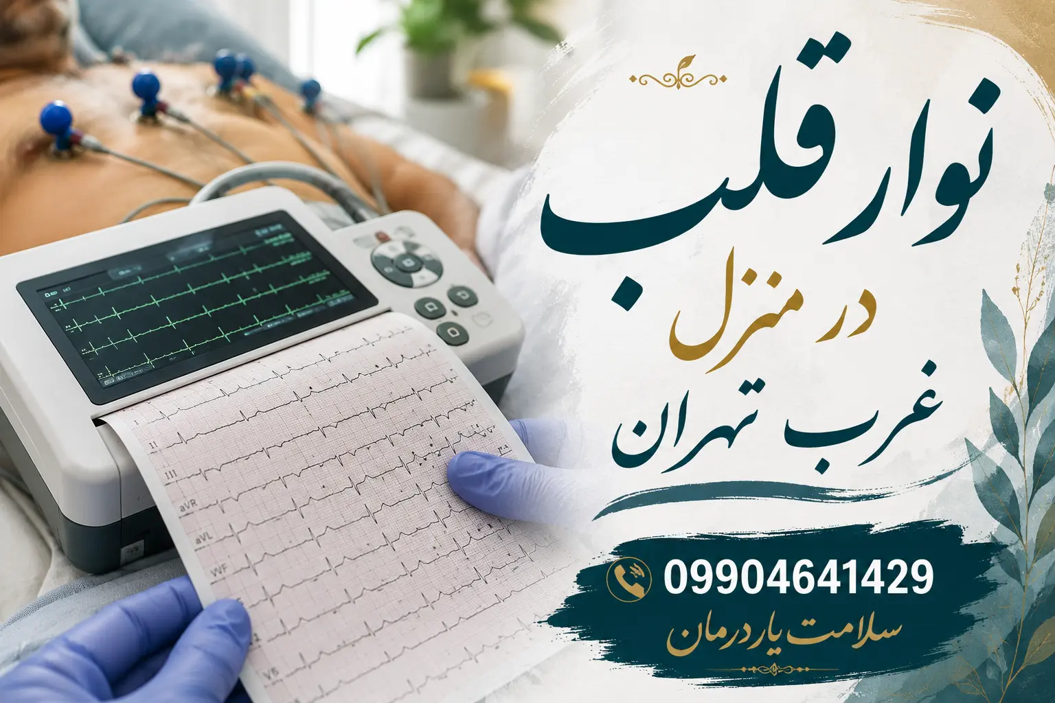 نوار قلب در منزل غرب تهران با ثبت ECG و دریافت پرینت و فایل نوار قلب
